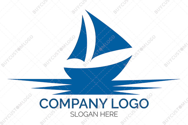 abstract sailing boat happy mascot logo