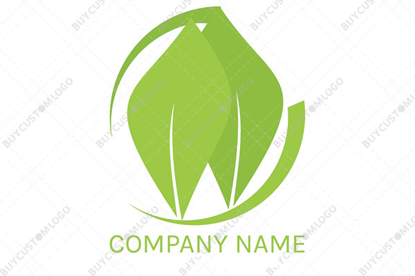 leaves and recycle symbol logo