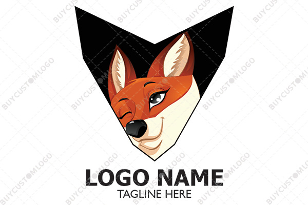 beautiful winking fox logo