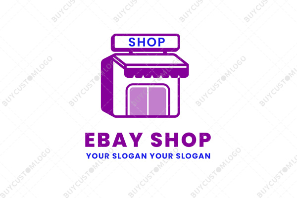 dark indigo store front with sign board logo