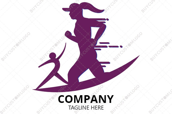dark purple running woman athlete logo
