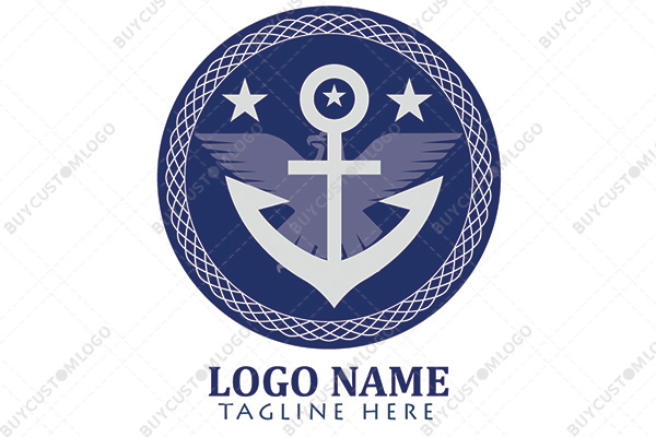 abstract eagle, anchor and stars badge seal logo