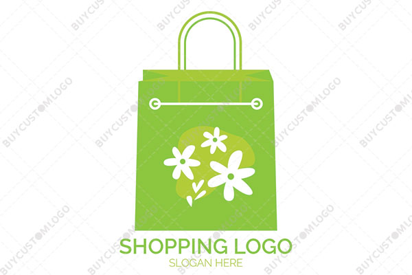 shopping bag with flowers organic logo