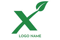 minimalistic x leaf dark green logo