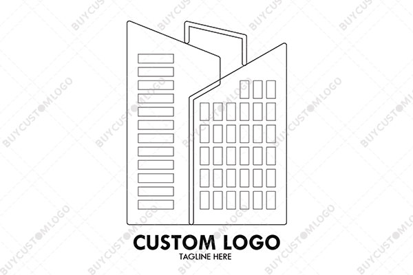 geometric style mixed use sketched building logo