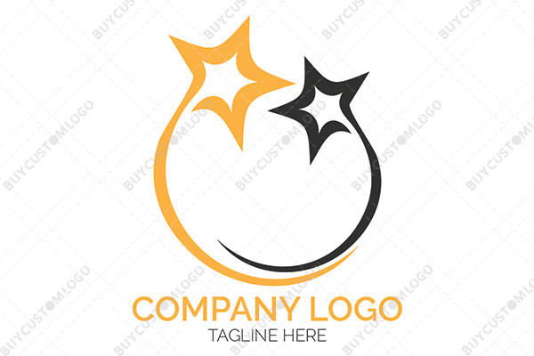 black and orange stars cartoon mascot logo