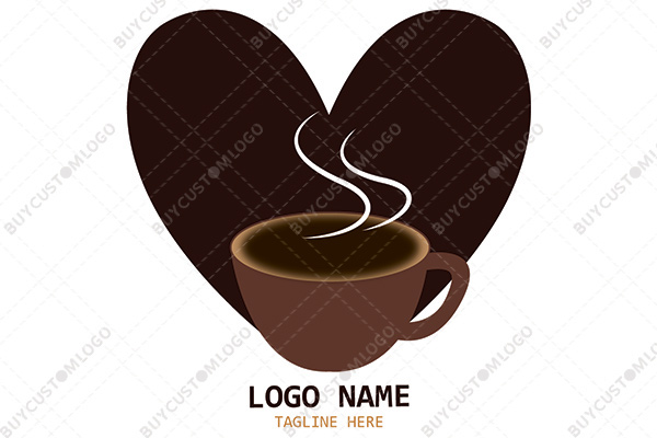 coffee cup with aroma and dark heart logo