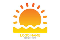 hand drawn style sun on water logo