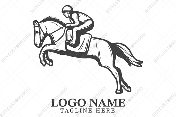 jumping horse rider sketch logo