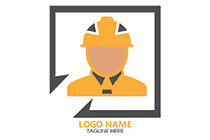 construction worker in a square seal logo