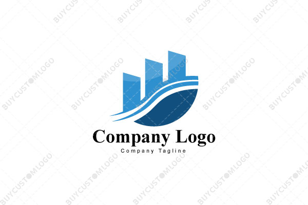 graph bars on abstract slope ground logo