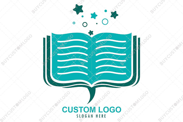 abstract book dragon with stars logo