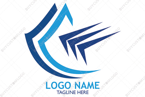 abstract documents and inverted ticks logo