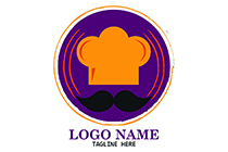 moustache chef hat logo