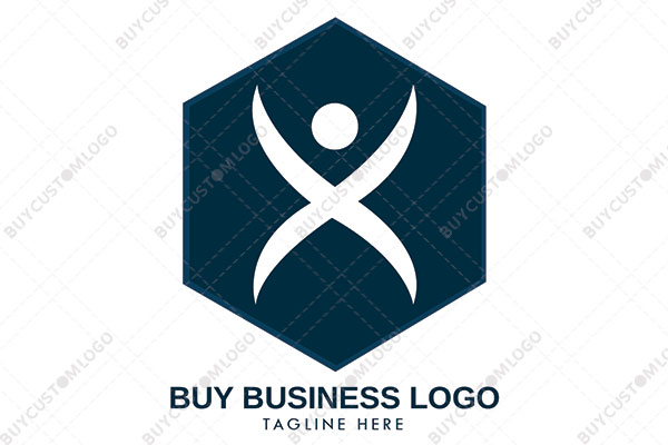 letter x abstract person in a hexagon logo