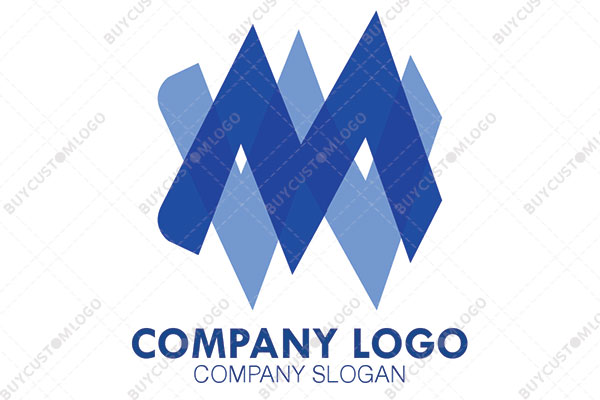 letters w and m broad lines blue logo