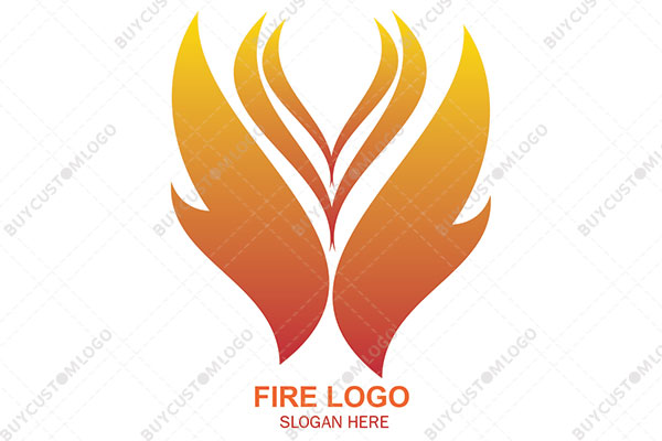 abstract hands fire logo