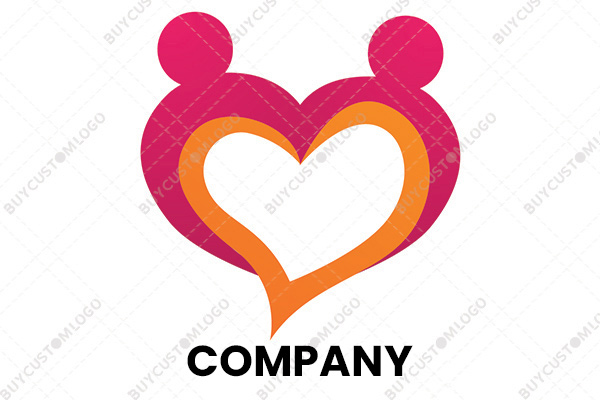 abstract couple heart logo