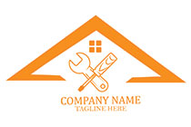 gable roof with window and tools logo
