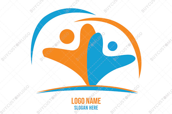 energetic and happy abstract persons logo