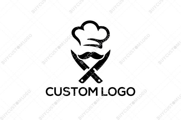 chef with knives black logo