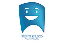 the gradient blue tooth mascot flat style logo