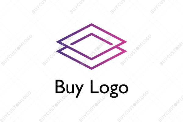 pink and indigo line style rhombuses logo