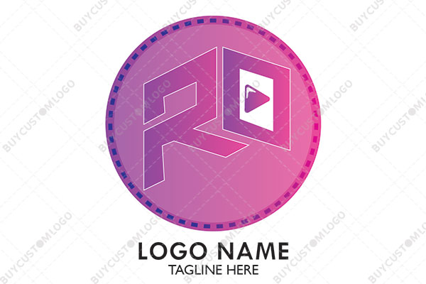 3D style letters R and O with play icon in a round seal logo