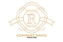 letter r monoline wristband style heraldic logo