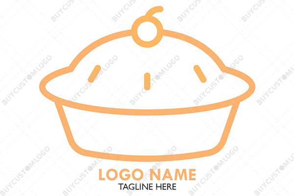 pie cake with a cherry logo