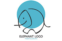 the cyan sun and elephant sketch logo