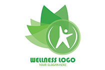 abstract person stretching in a bubble with leaves logo