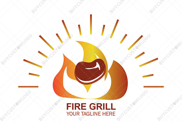 abstract steak on fire logo