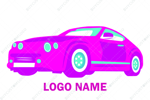 pink, purple and cyan luxury car logo