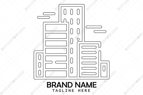 modern buildings line style logo