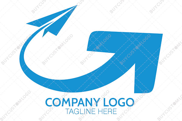 paper plane with arrow line logo