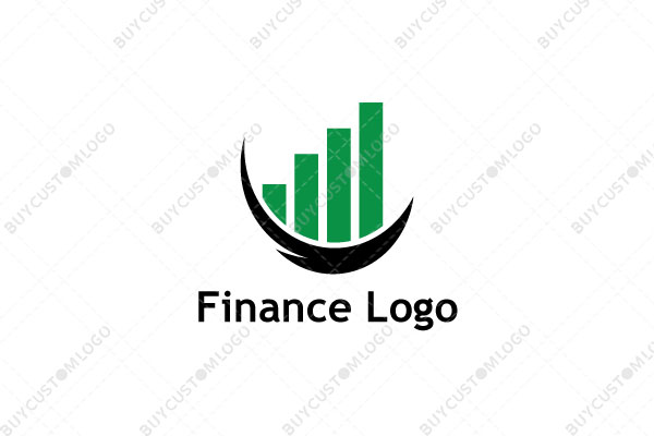 green and black bar chart in an abstract basket logo