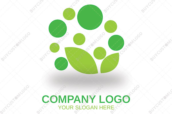 leaves and circles organic logo