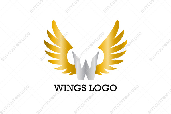 w letter heavenly wings logo