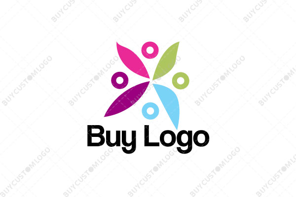 colourful abstract fan and rings logo