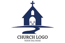 dark blue church building logo