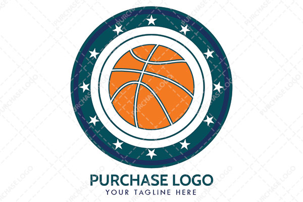 A Circle Abstract with Stars within Another Circle with a Basket ball Logo