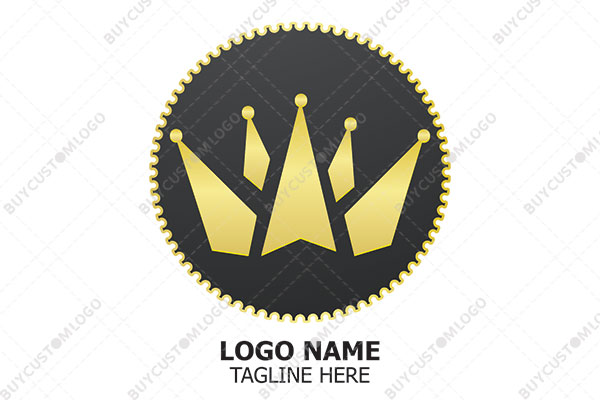 deformed crown in a badge seal logo
