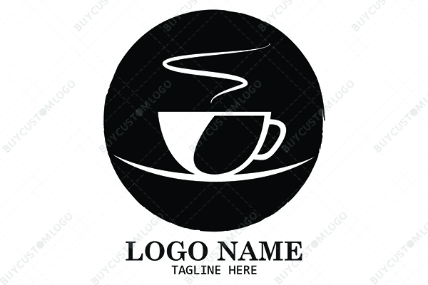 dark coffee cup with saucer logo