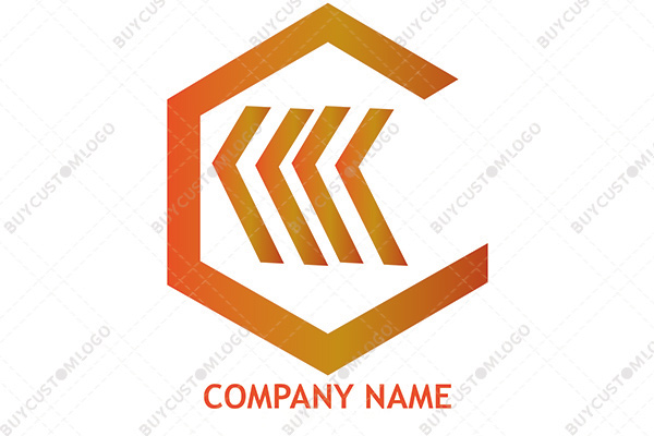 directions in a hexagon logo