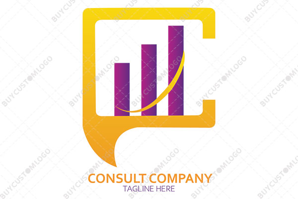 ascending bars and graph line messaging icon vibrant logo