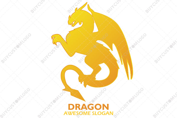 golden heraldic dragon with wings logo