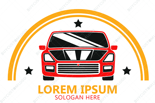 Luxury Car with Stars and Horizon in the Back Logo