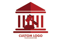 gavel and abstract court building logo