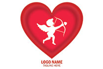 cupid in a gradient heart logo